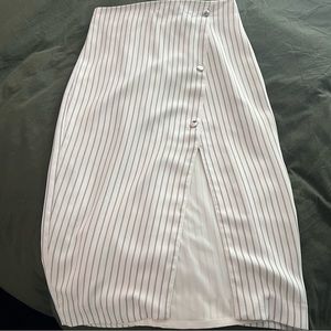 High Waisted Pencil Skirt - White w/ Black Pinstripes